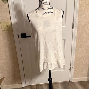 MICHAEL Michael Kors Cream Ruffle Hem Tank Top